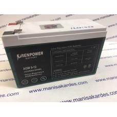 Akü 12 Volt 9 Amper Alarm Güç Kaynakları (Ups) Renpower Marka  (akü129yre)